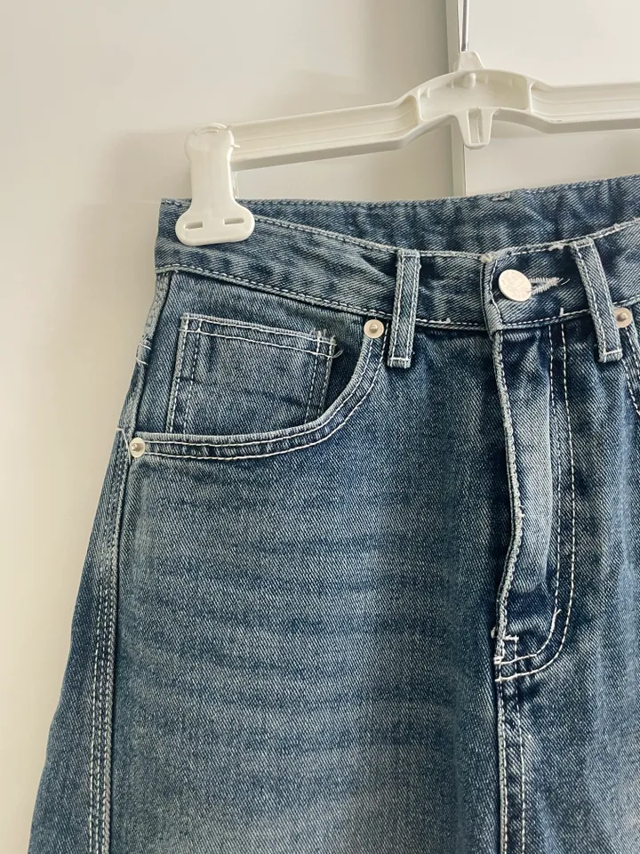 [개말라핏✨/~3XL/최저가] 사선 와이드 데님 일자청바지 하이웨스트 데님 체형커버 청바지-2col 상세 이미지 25