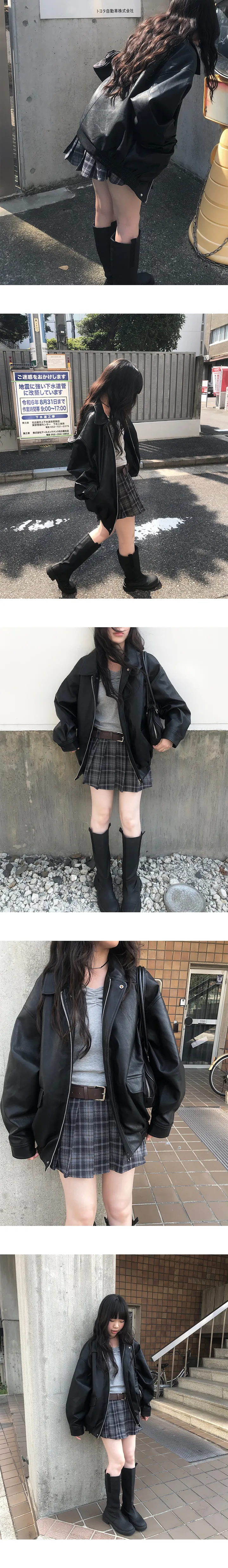 [간절기/퀄리티🖤] 밀런 오버핏 레더 블루종 가죽자켓 상세 이미지 10