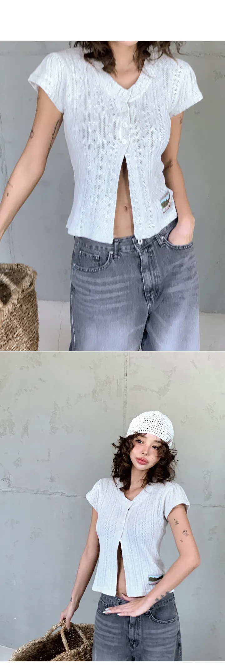 캡소매 패치 가디건 상세 이미지 7
