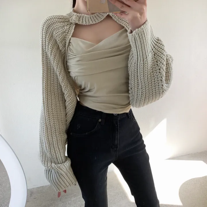 볼류머 크롭 볼레로 가디건 상세 이미지 4