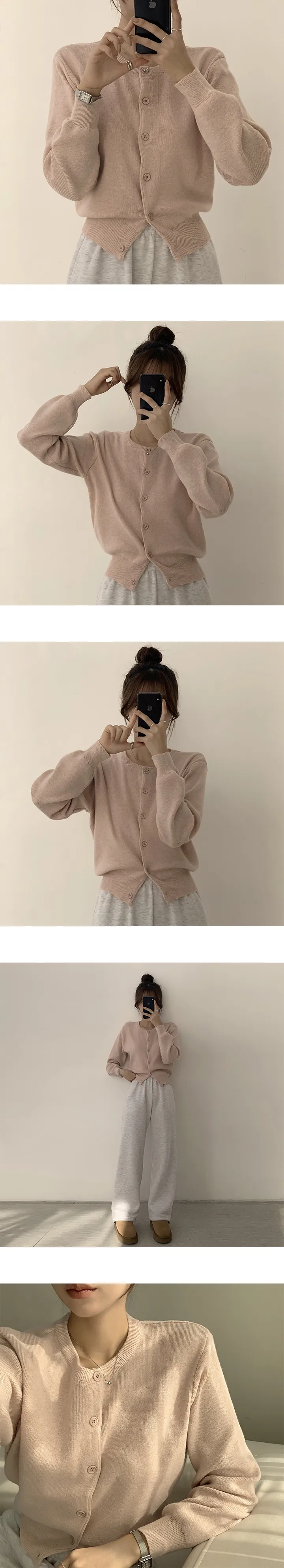 [인생 가디건/이유있는 추천~/5만장 돌파!!] 스노우 라운드 무지 가을 베이직 캐주얼 허리잘록 가을옷 기본 겨울 긴팔 가디건 11color 상세 이미지 3