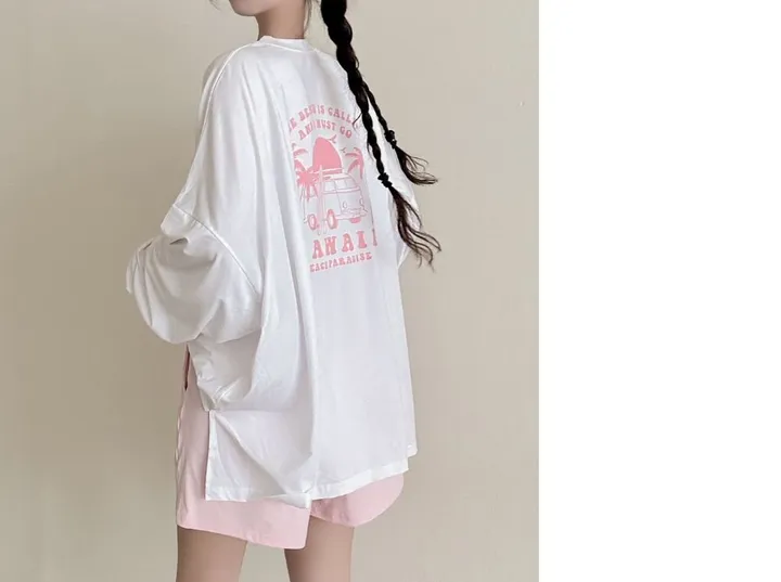 [44-100/래쉬가드] UV차단 99.9!🌞 하와이 프린팅 래쉬가드 티셔츠 + 비치 스판 밴딩 수영복 반바지 셋업 2c 상세 이미지 2