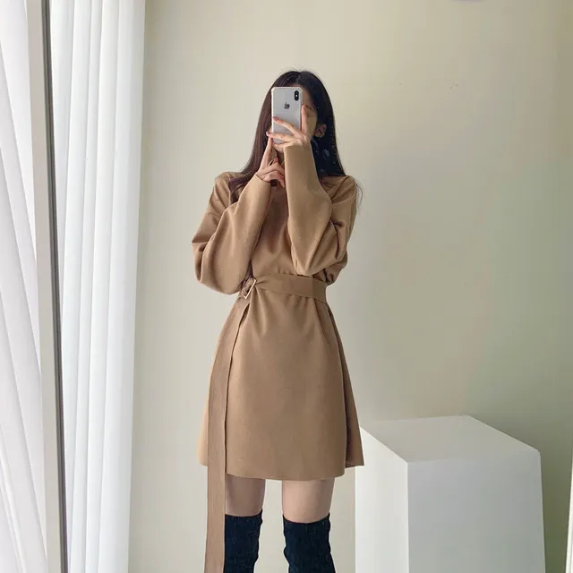 A라인 슬림 롱 플레어 더블 버튼 울코트 블랙 베이지 상세 이미지 13