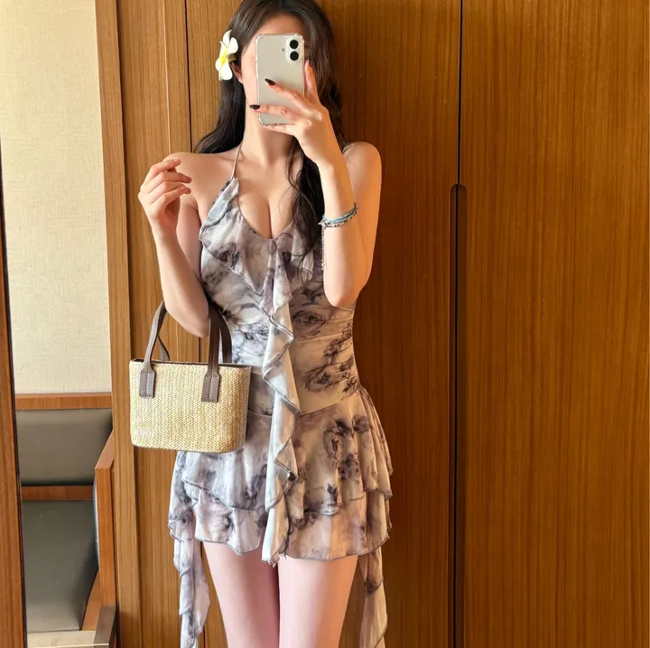 *당일출고* (M-XL) 그레이쉬 유넥 프릴 원피스수영복 모노키니 상세 이미지 5