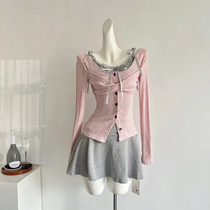 [발레코어 쓰리피스 러블리 페미닌룩] 로안 3pcs 레이어드 나시+가디건+스커트 쓰리피스 세트 상세 이미지 31