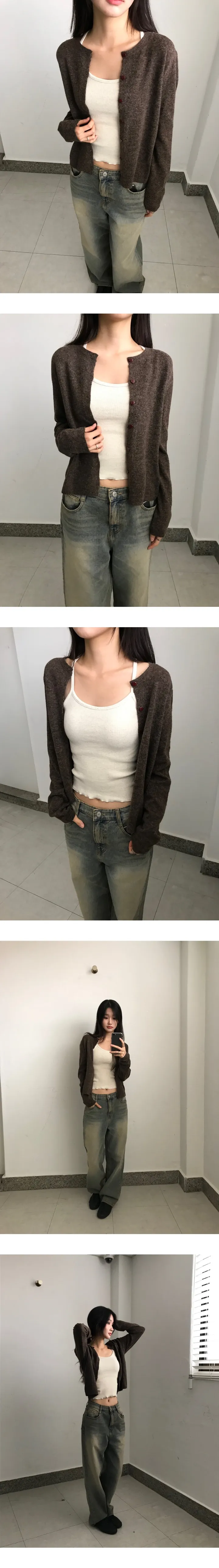 [캐시미어🤎]탭 소프트 단추 라운드 긴팔 가디건 (5color) 상세 이미지 8