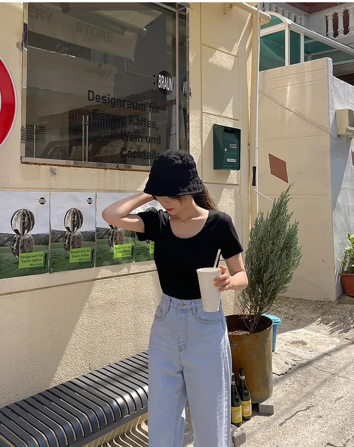[44-110] [9천장 돌파✨] 유리빈 스판 U넥 슬림핏 크롭 티셔츠( 여름/데일리룩/여행룩/휴가룩/흠뻑쇼/워터밤/빅사이즈/110사이즈/자체제작/크롭/스판/스판좋은/쫀쫀한/쿨링/아이스/기본템/레이어드/베이직/부드러운 ) 상세 이미지 43