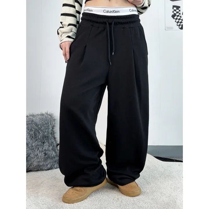 기모선택❤️[UNISEX/기획특가/4size!]올데이 원턱 라인 루즈 와이드 트레이닝 팬츠(2color) 상세 이미지 4