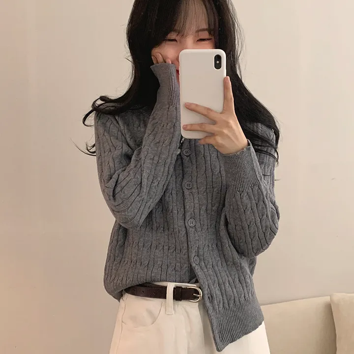 묶음할인🤍[겨울⛄️] 리즈 꽈배기 라운드 니트 가디건 상세 이미지 6