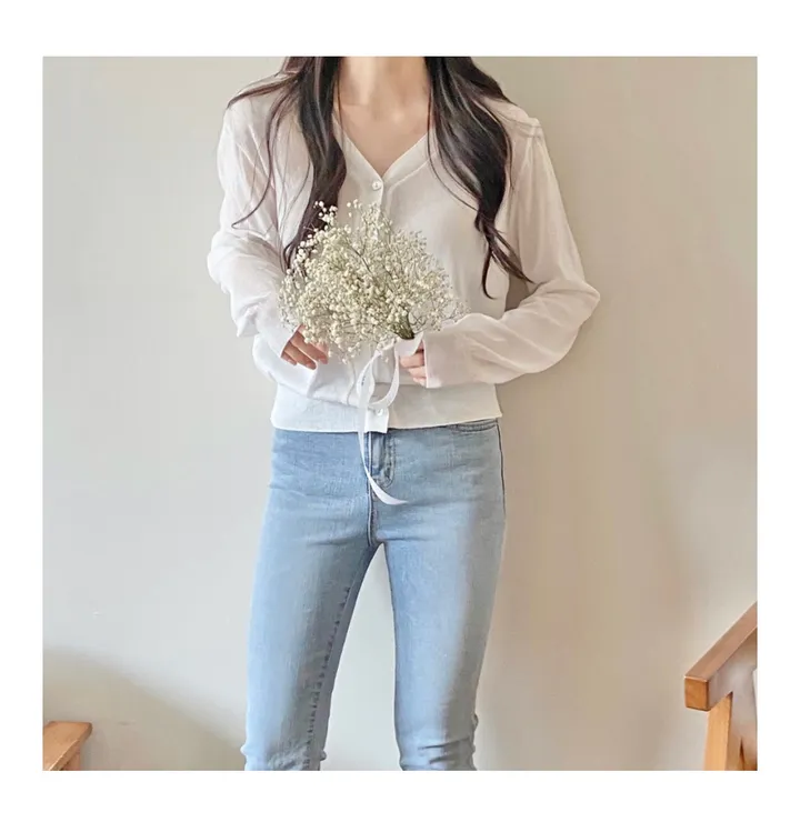 브이넥 긴팔가디건 11color 상세 이미지 11