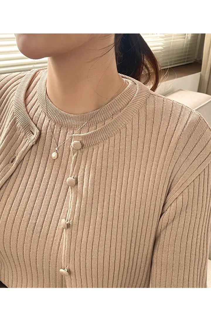 [단품구매가능] 레딜 라운드 골지 반팔 니트 가디건 상세 이미지 42
