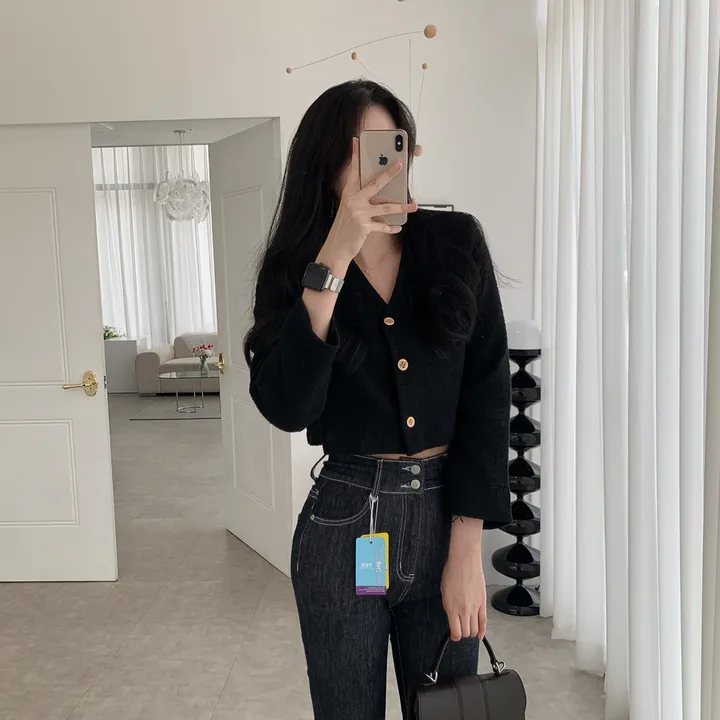 [부분 당일배송🎀1000장돌파!! 리뷰극찬🔥컬러추가!] 트위드 세미 크롭 자켓 노카라 간절기 하객룩 숏자켓 핑크 아이보리 블랙 네이비 - 5colors 상세 이미지 19