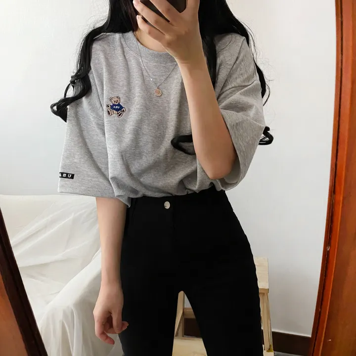 [예쁨/데일리] 베어 라벨 자수 오버핏 반팔티T 상세 이미지 36