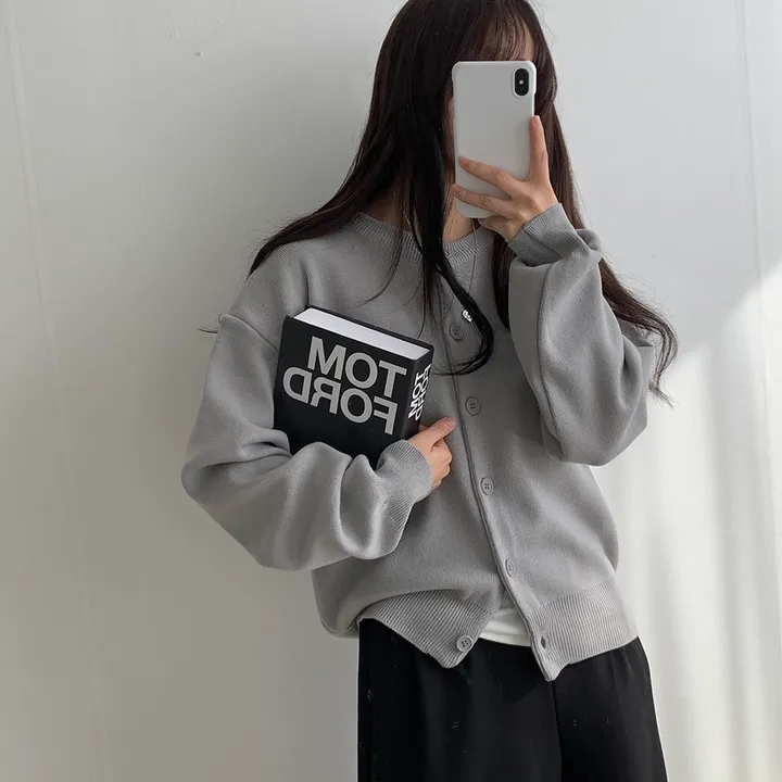 [ 데일리/무려~12컬러 ] 가을 겨울 포포 도톰 라운드 가디건 상세 이미지 11