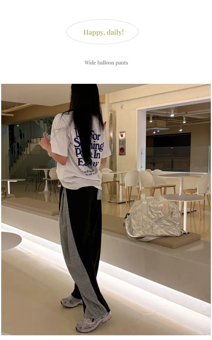 채어스 배색 핀턱 스트링 와이드 밴딩팬츠 3color 상세 이미지 2