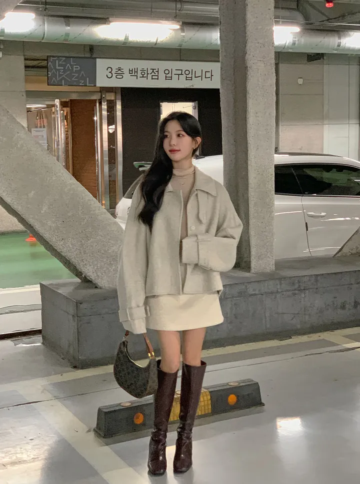 [울100/made💫] 세린 하이넥 나그랑 핸드메이드 숏코트 상세 이미지 15