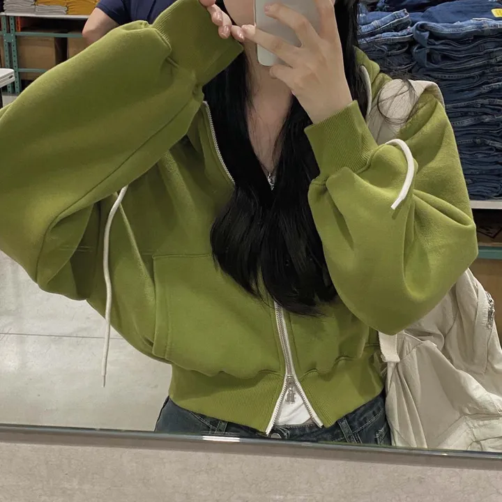 [완전인기✨/백염컬러 당일출고!] 자체제작 크치Made 꿈에 나온 핏, 투웨이 양기모 크롭 후드집업 ver 아우터 자켓 - zipup 상세 이미지 35