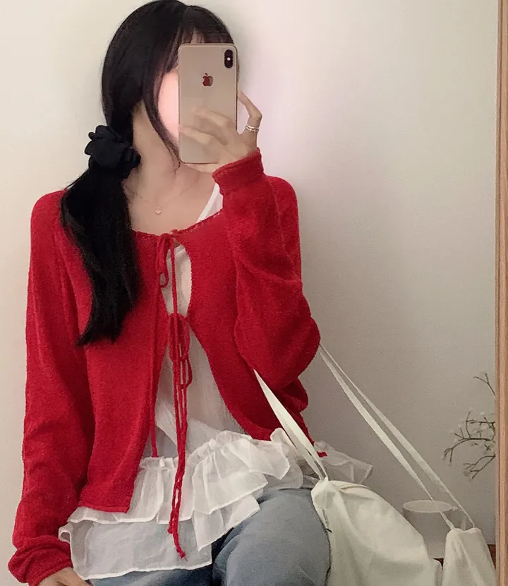 ツーリボンブークレルーズニットボレロ | ファッション通販サイト NUGU