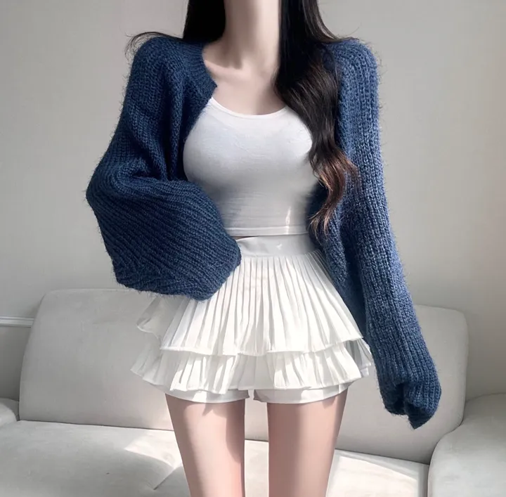 [여리핏보장!!/여친룩/9col] 보들 데일리 청순 솔잎 볼레로 가디건 벌룬핏 루즈 아방한 하찌 니트 베이직 기본 개강룩 데이트룩 봄 피크닉 간절기 벚꽃룩 러블리 세미 크롭 퍼 상세 이미지 28
