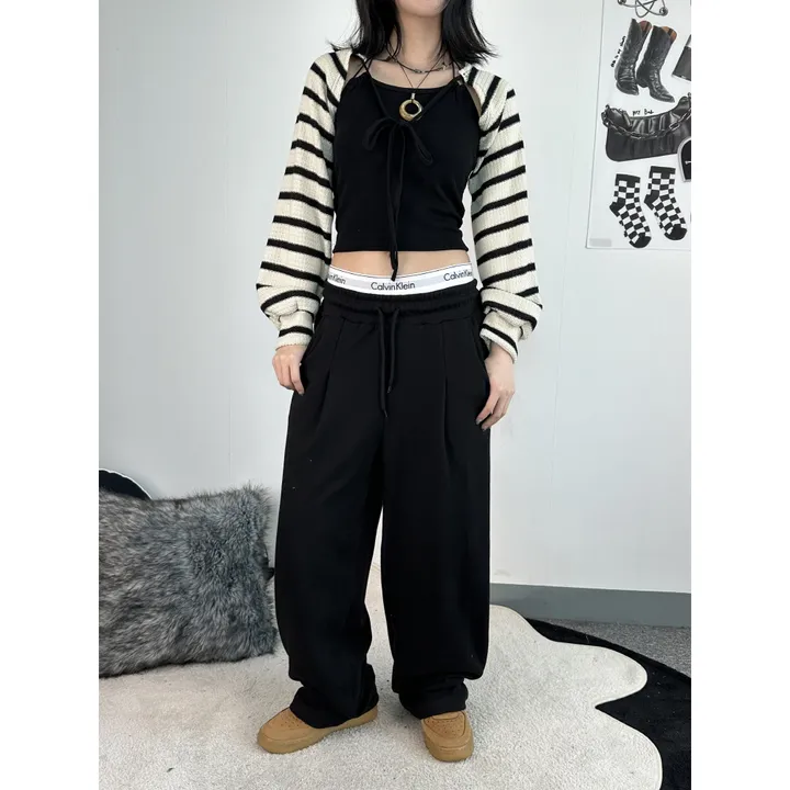 기모선택❤️[UNISEX/기획특가/4size!]올데이 원턱 라인 루즈 와이드 트레이닝 팬츠(2color) 상세 이미지 8