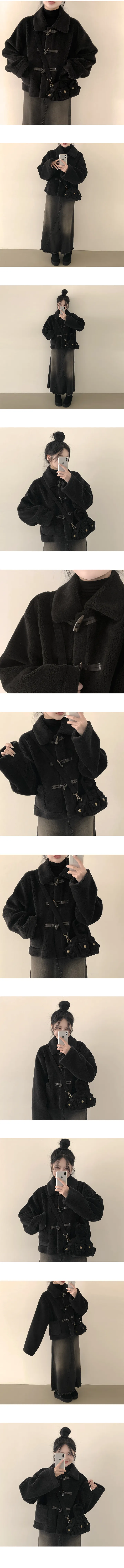 [도톰,폭닥🐻/러블리무드] 떡볶이 단추로 귀여움x2배, 밍크 양털 카라 포켓 더플 숏코트 (3color) 상세 이미지 7