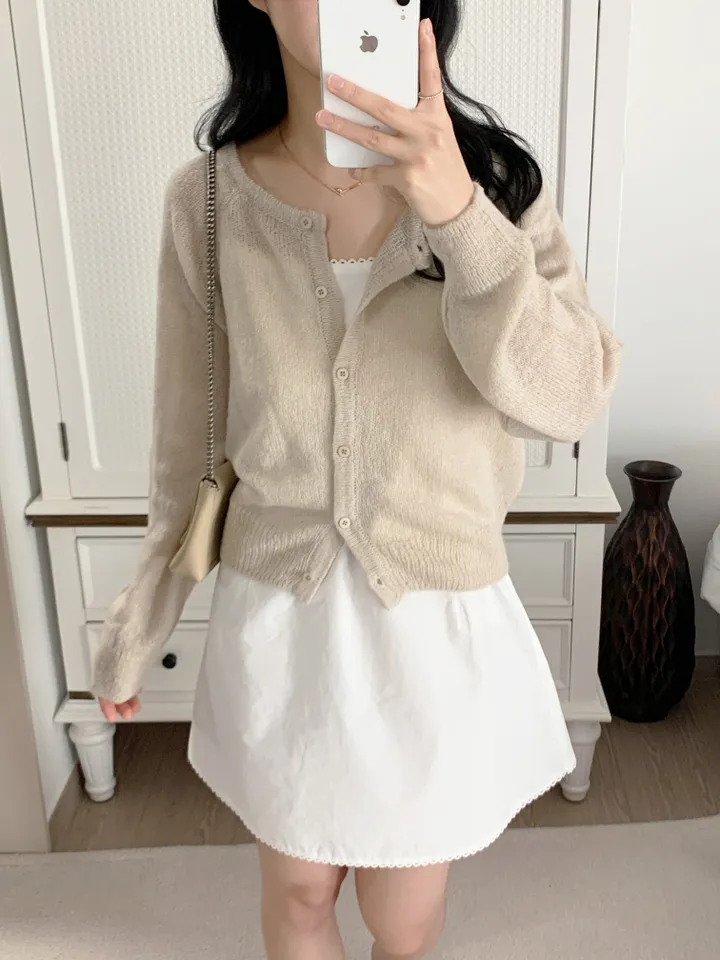 [보송/여리핏☁️] 바스 모헤어 가디건 (5color) 봄가디건/여름옷/데일리룩/데이트룩/벚꽃/나들이룩/핑크/니트/피크닉룩 상세 이미지 28