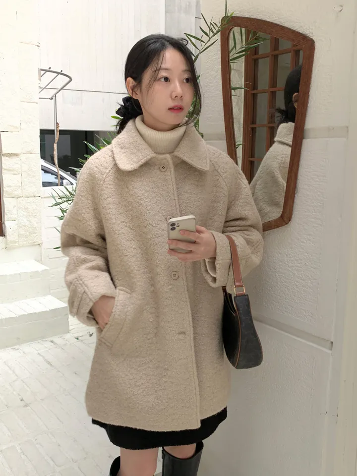 [안감누빔]테이퍼 부클 하프코트*베이지 당일발송 상세 이미지 33