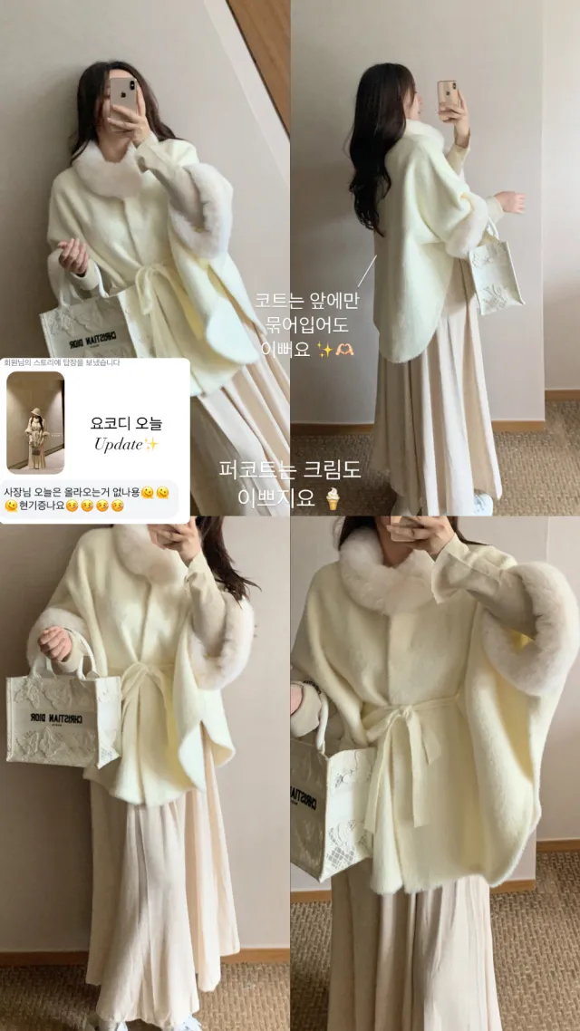 엘리네 퍼 케이프 숄  망또 자켓 jk 2color 상세 이미지 5