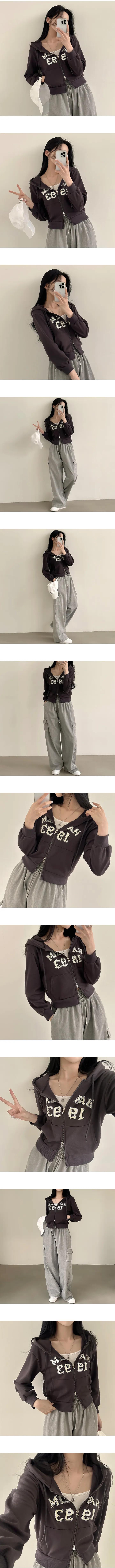 [꾸안꾸/아방핏] 귀여움 한스푼, 투웨이 1993 레터링 크롭 후드집업 (4color) 상세 이미지 3