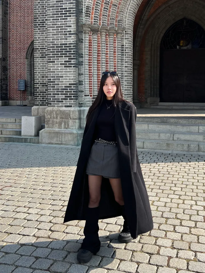 [울함유고퀄🖤] 엘리 울 더블 버튼 뒤트임 누빔 겨울 롱 코트 상세 이미지 48