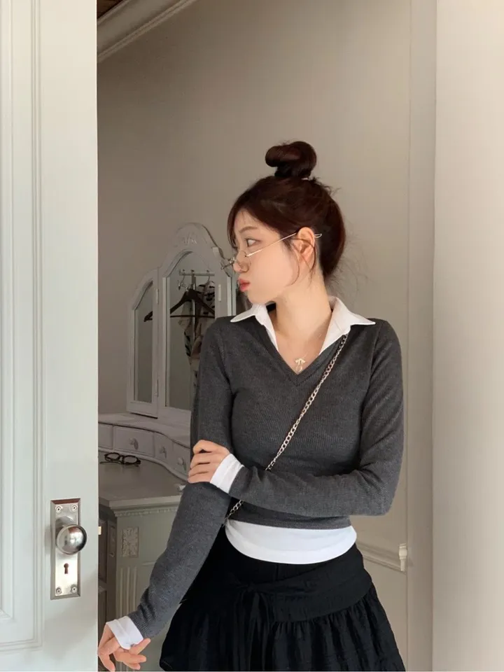[캐시미어가디건ෆ잘록핏]르본 배색 아가일 패턴 잘록 시보리 카라넥 캐시미어 울니트 버튼 가디건 4color 상세 이미지 38