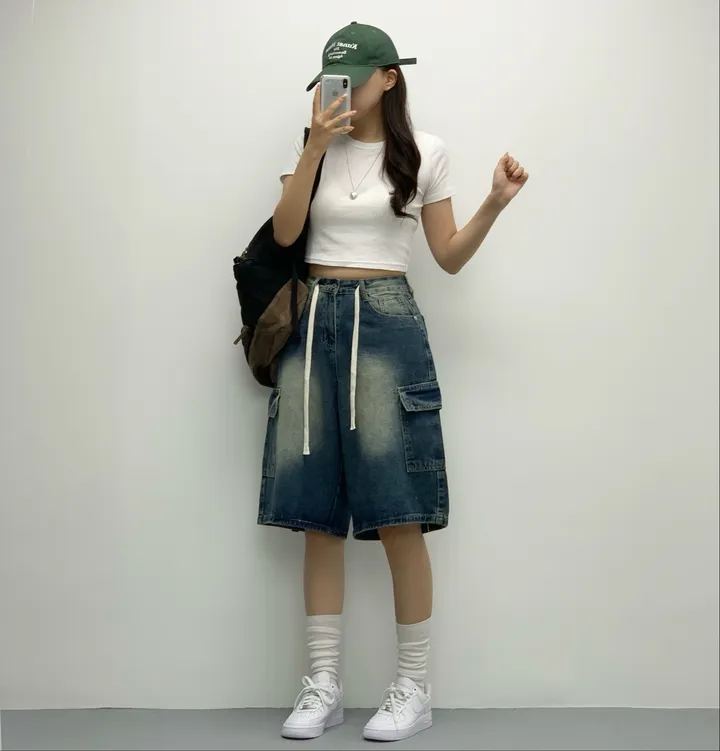 [인생버뮤다/~XL/5부기장] 버블 빈티지 워싱스트링 카고 버뮤다팬츠 5부 데님팬츠 청반바지 숏팬츠 여름팬츠 선데이이브닝 상세 이미지 25