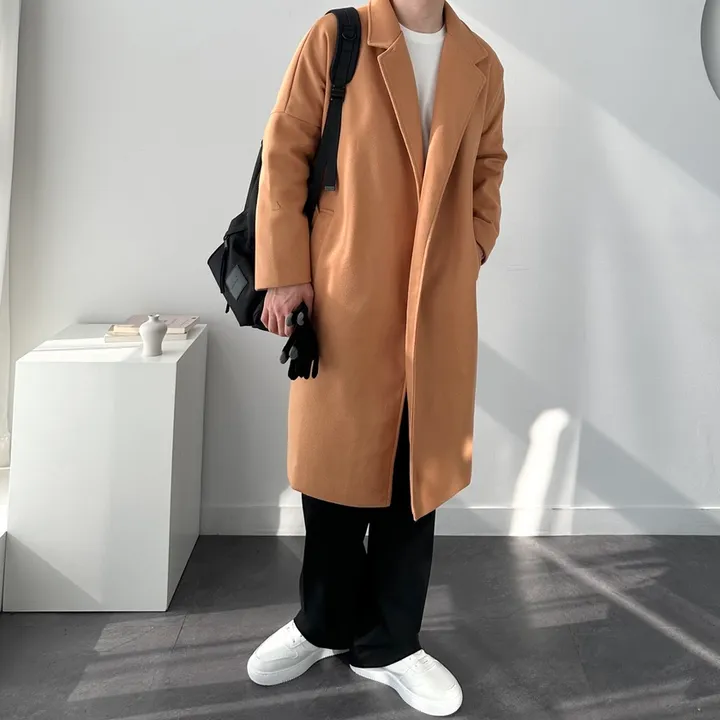 [1+1할인] 오버핏 로브 코트 미니멀 빅사이즈 아우터 남자롱로브코트 상세 이미지 9