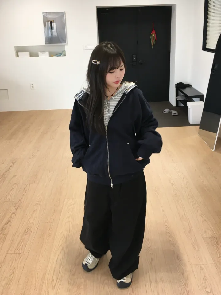(*주문폭주 입고지연*)(2 color) 체크 패치 투웨이 후드집업 상세 이미지 62