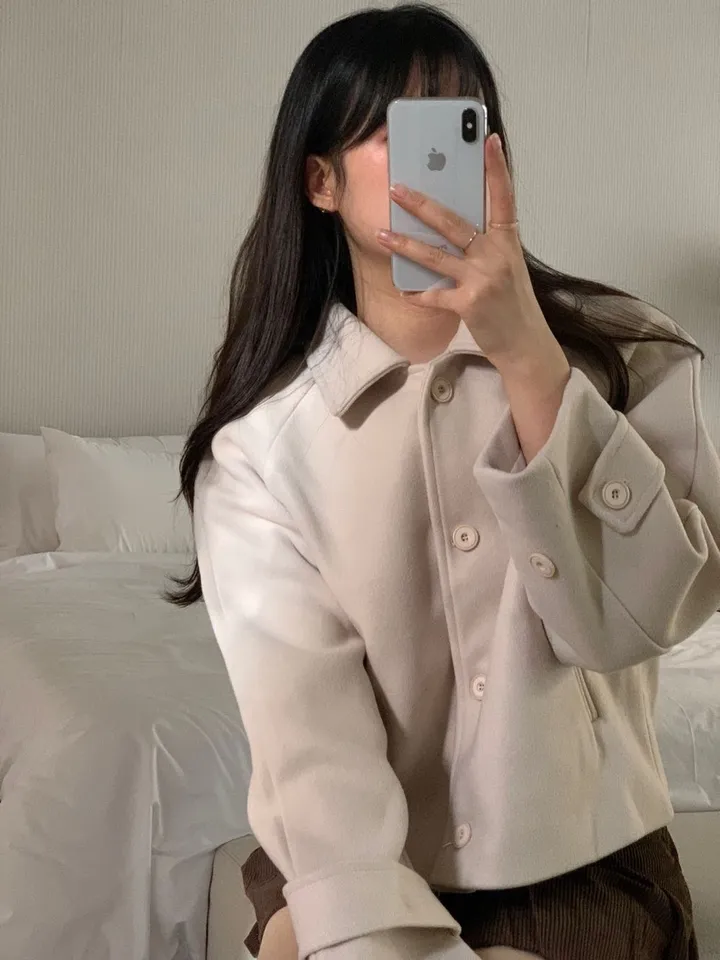 [아방루즈핏/💞러블리] 머스 카라 숏 코트 자켓 모직코트 상세 이미지 9