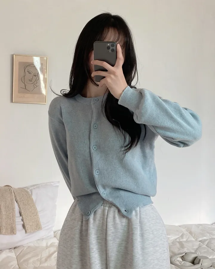 [데일리/인생핏] 라운드 무지 기본 긴팔 니트 가디건 상세 이미지 27