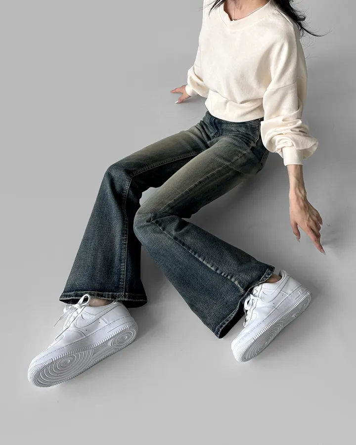 [~3XL/3기장] 뽀얀핏 스머징 텍스쳐 빈티지 워싱 쫀득 스판 부츠컷 데님 팬츠 바지 청바지 상세 이미지 55