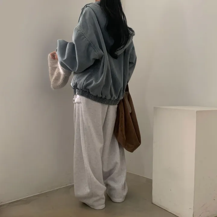 [전체퍼안감🤍/크롭VER추가!] 왕오버핏! 한겨울 투웨이 데님 양털 후드 패딩점퍼, 집업 - 2color 상세 이미지 13