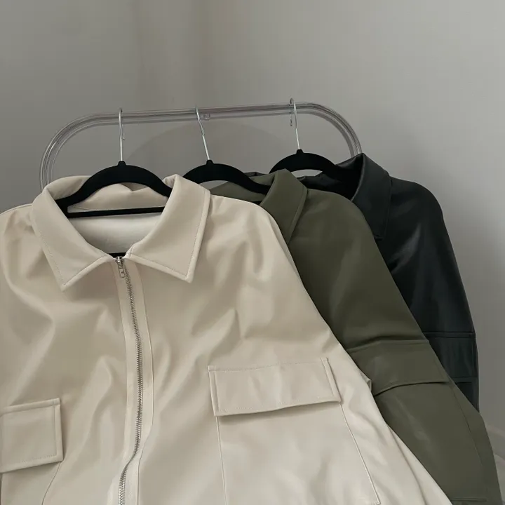 [투웨이/고퀄리티]레더 스트링 카라 크롭 라이더 숏자켓 3color 상세 이미지 5