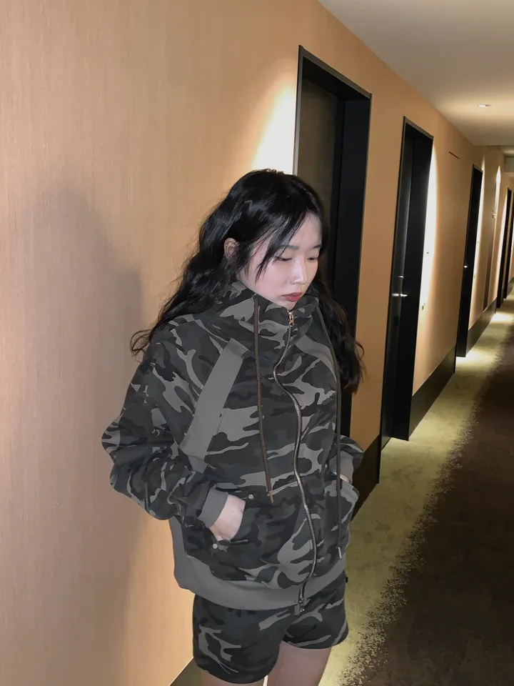 시니컬 카모 사선절개 후디zp 🪽🖤(기모) 상세 이미지 1