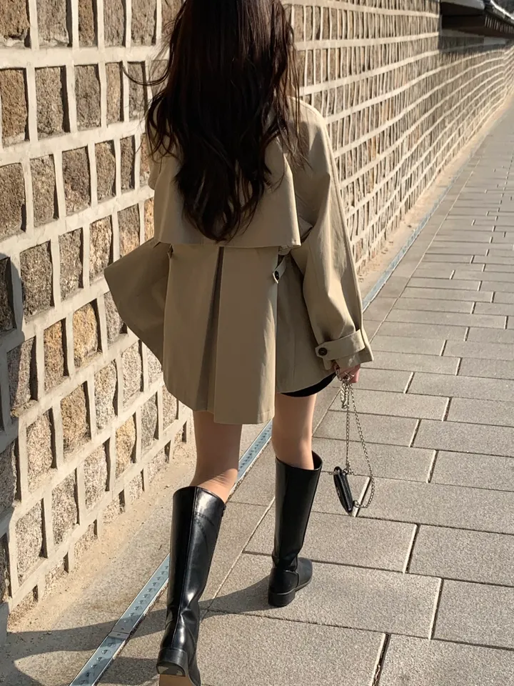 [*주문폭주!!/당일발송*] 파리 트렌치 케이프 하프코트 트렌치코트 트렌치하프 하프트렌치 코트 봄아우터 봄트렌치 절개트렌치 (1color) 상세 이미지 37
