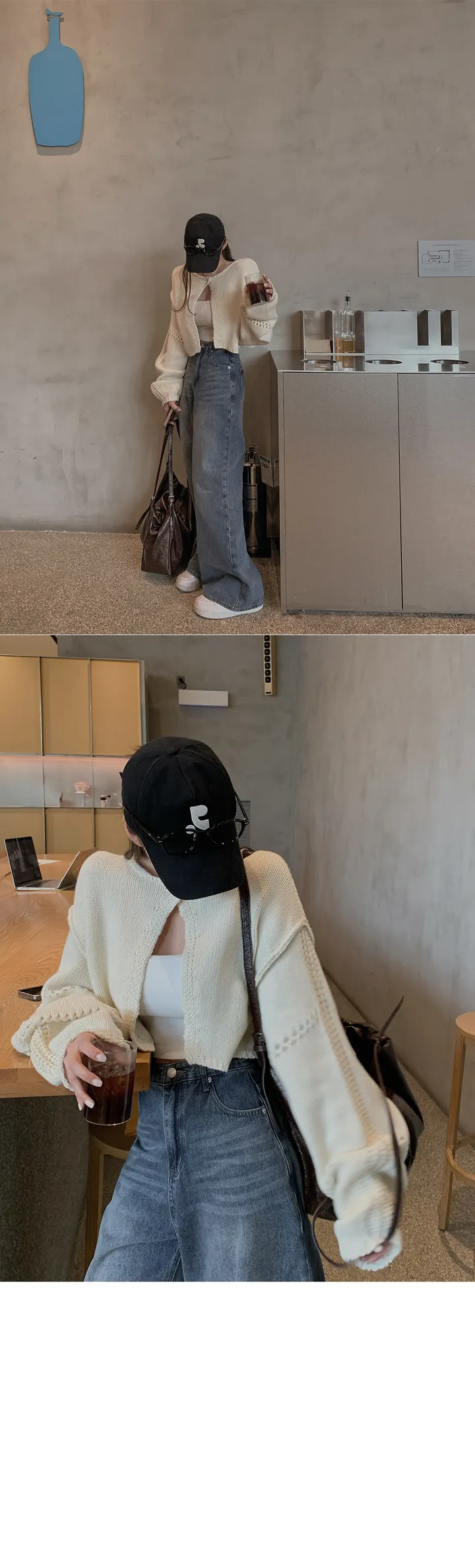 몰칸 크롭 니트 가디건 상세 이미지 5