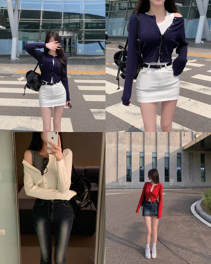 [ 인스타폭주 ] 프론 꽈배기 크롭 니트 가디건 상세 이미지 4