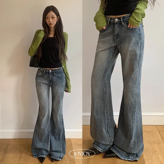 [3단기장🤎/말라핏] 콜린 사이드 절개 포인트 데님 빈티지 데미지 간절기 브러쉬워싱 데일리 캐주얼 부츠컷팬츠