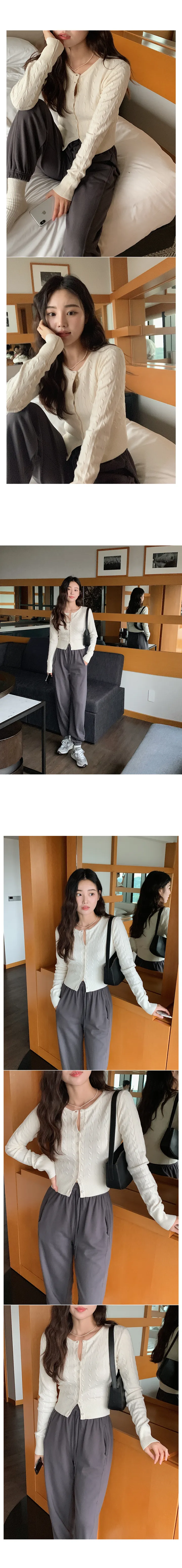 슬리밍 여리 케이블 니트 가디건 (5color) 상세 이미지 18