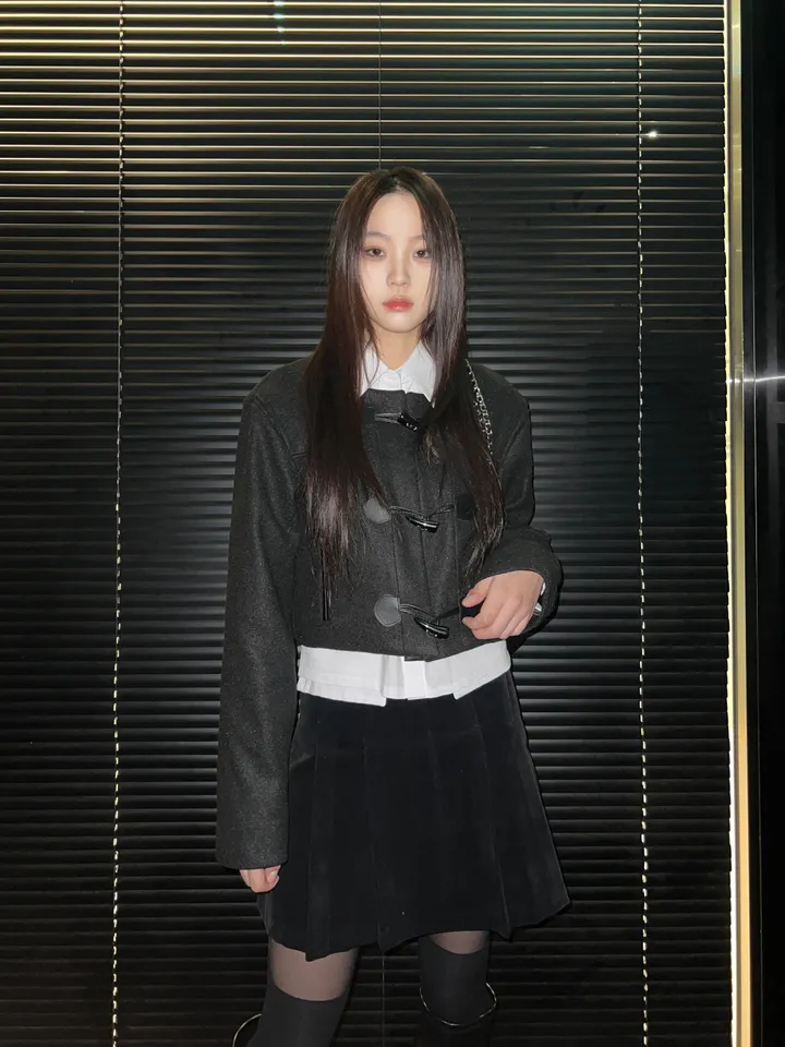 [24재입고] 윈터 더플 코트 크롭 자켓 (Black) 상세 이미지 22