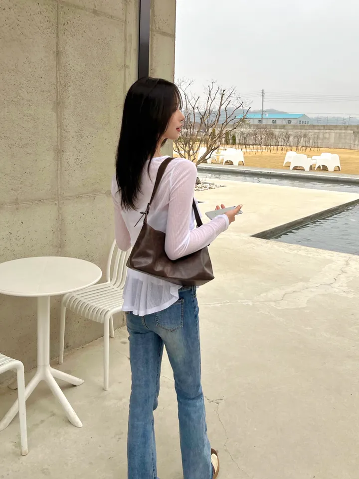 [여리여리핏/가디건set🤍] 리본 셔링 프릴 끈나시 레이어드 가디건 세트 상세 이미지 17