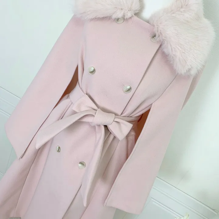 [롱케이프코트💗/고퀄보장✨] 롱VER. 알콩 울 캐시미어 폭스퍼 페이크퍼 밍크퍼 누빔안감 케이프 벨트 버튼 고급 우아 롱 판쵸 코트 망토 자켓 (4color) 연말룩 크리스마스 상세 이미지 38