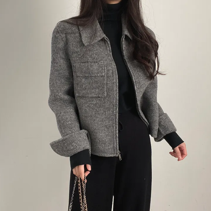 (오버핏,울100) 보들 데일리 핸드메이드 숏코트 상세 이미지 40