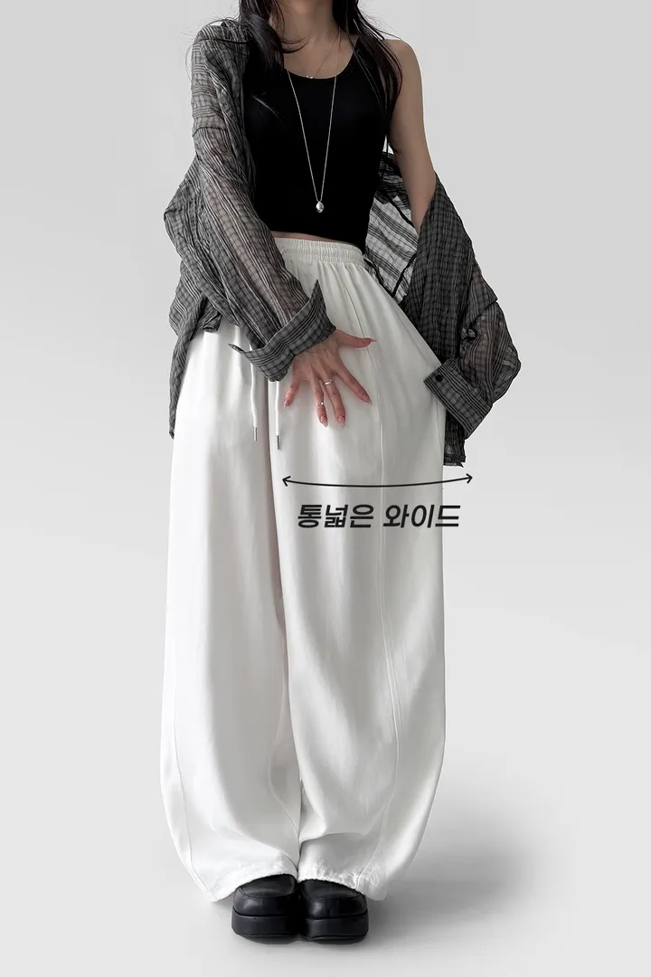 [여름.ver] 다이너마이트 쿨 텐셀 볼륨 와이드 스트링 조거 밴딩 트레이닝 롱팬츠 긴바지 상세 이미지 67